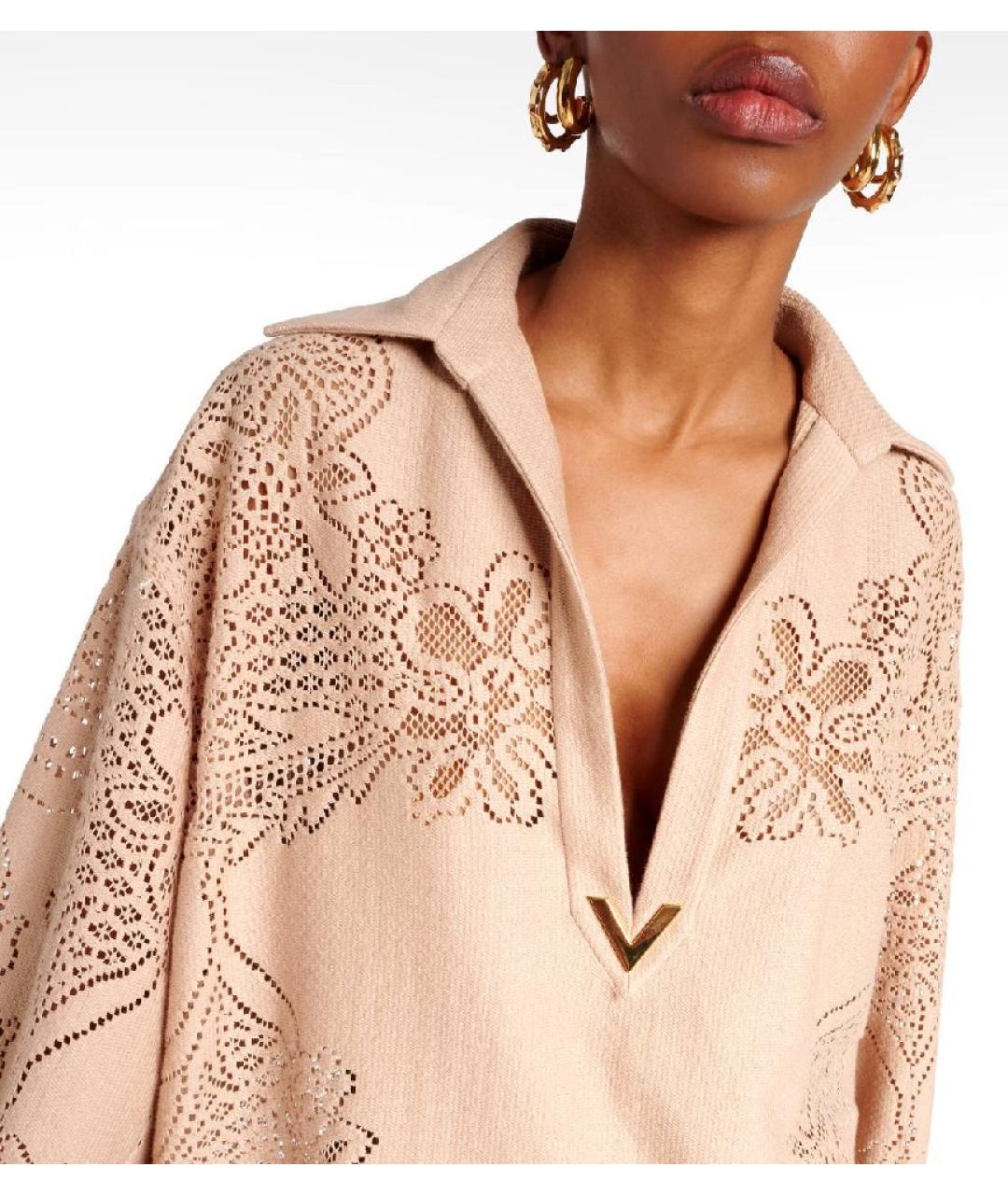 VALENTINO Бежевая кружевная блузы, фото 2