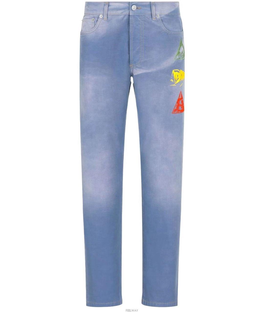 CHRISTIAN DIOR Голубые хлопковые прямые джинсы, фото 1