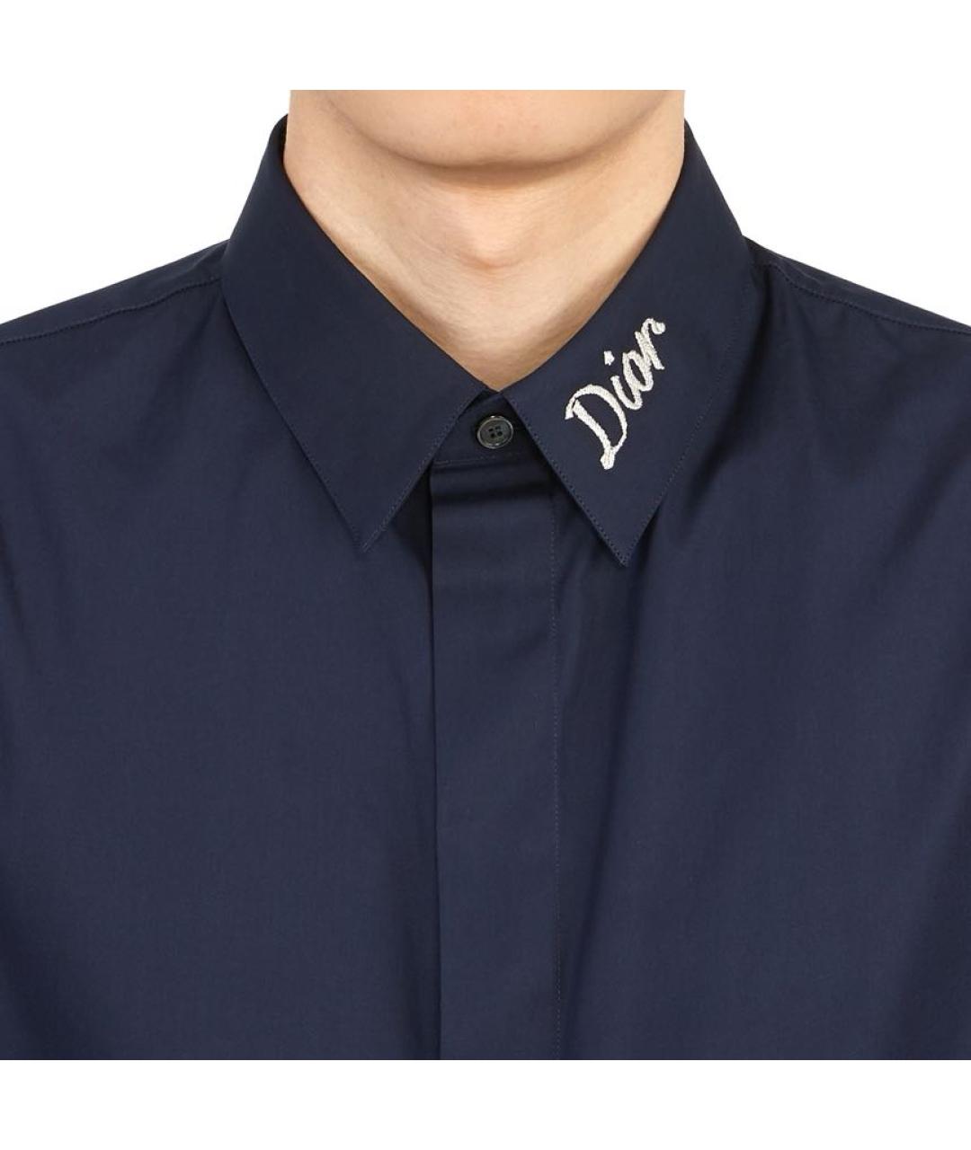 CHRISTIAN DIOR PRE-OWNED Темно-синяя хлопковая классическая рубашка, фото 5