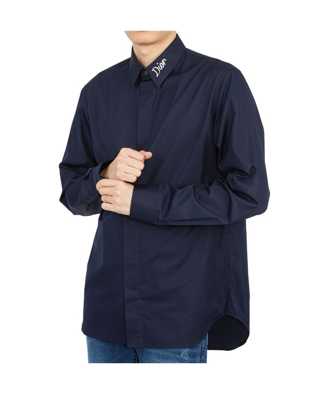 CHRISTIAN DIOR PRE-OWNED Темно-синяя хлопковая классическая рубашка, фото 3