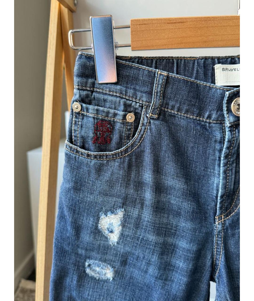 BRUNELLO CUCINELLI Синие деним детские джинсы, фото 4