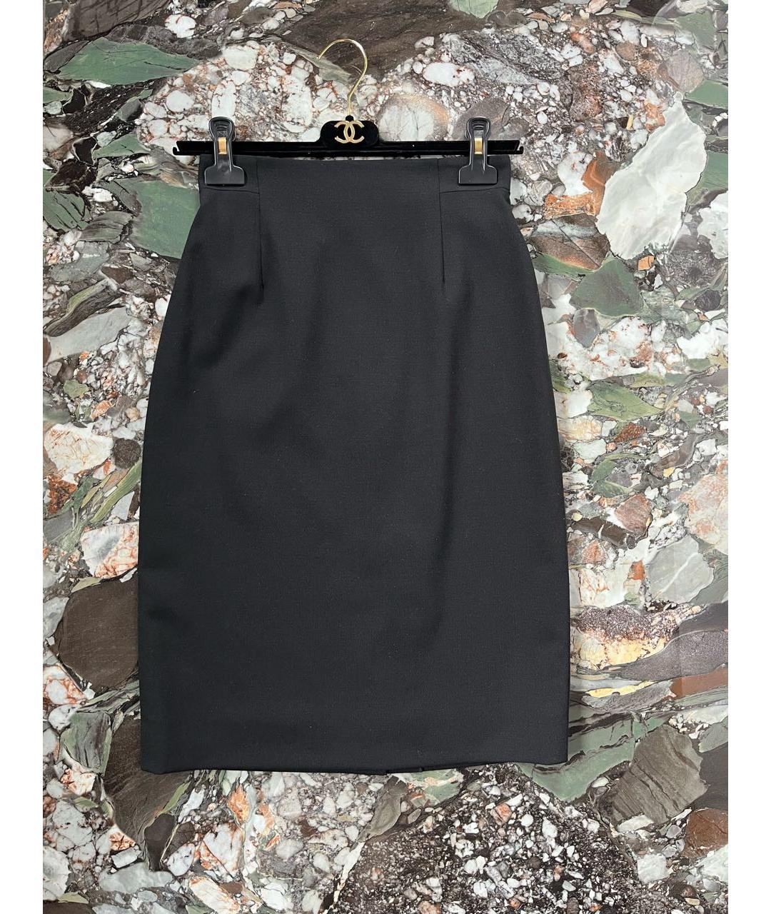 CHANEL Черная шерстяная юбка миди, фото 6