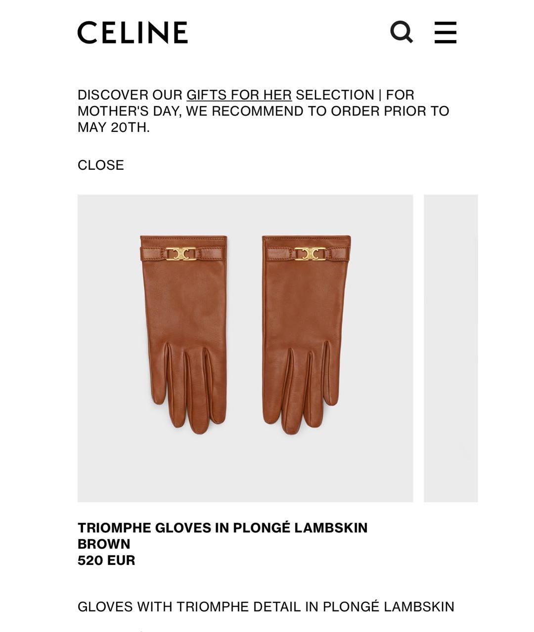 CELINE PRE-OWNED Коричневые кожаные перчатки, фото 7