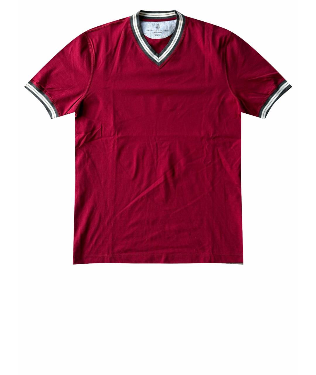 BRUNELLO CUCINELLI Красная хлопковая футболка, фото 1