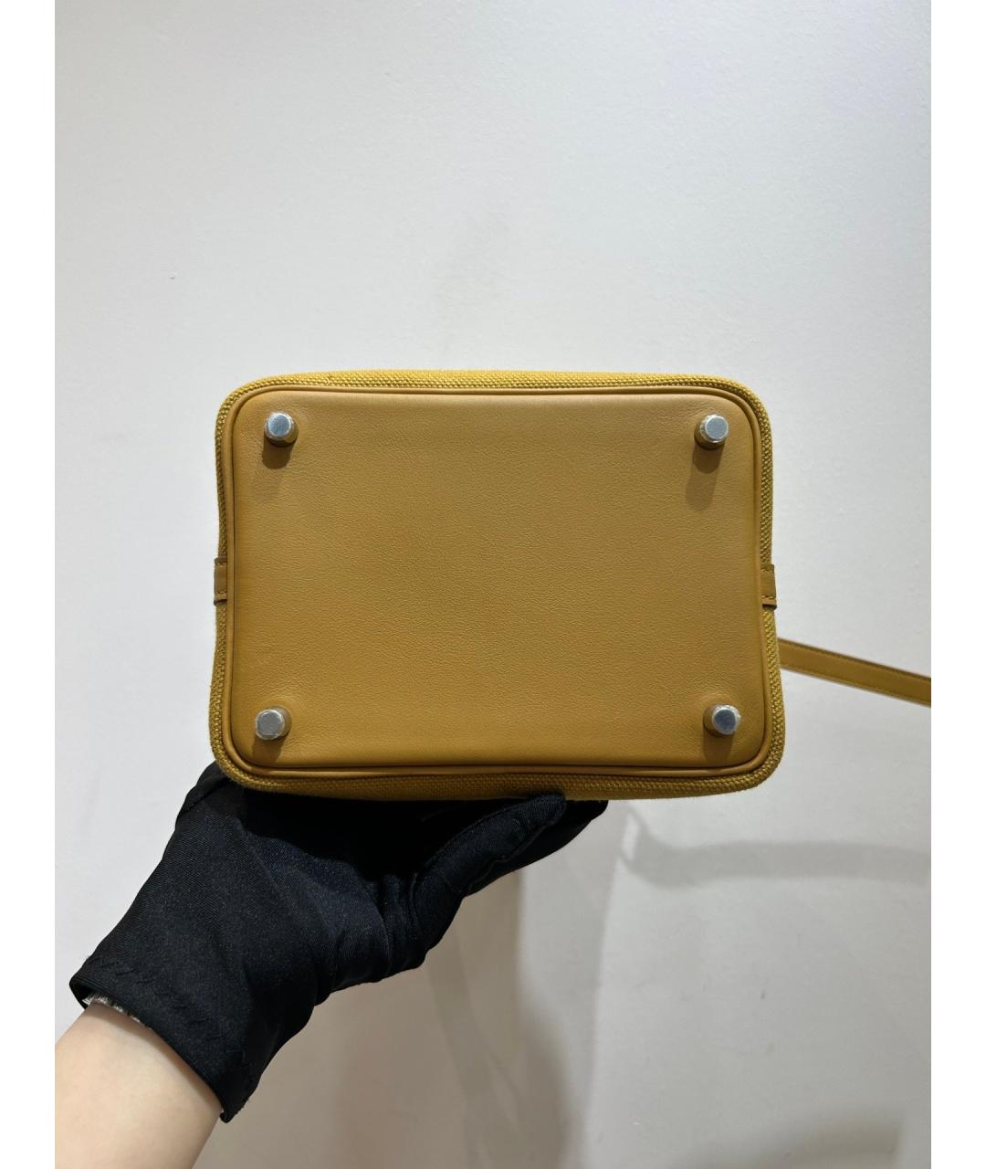 HERMES PRE-OWNED Желтая деним сумка с короткими ручками, фото 6