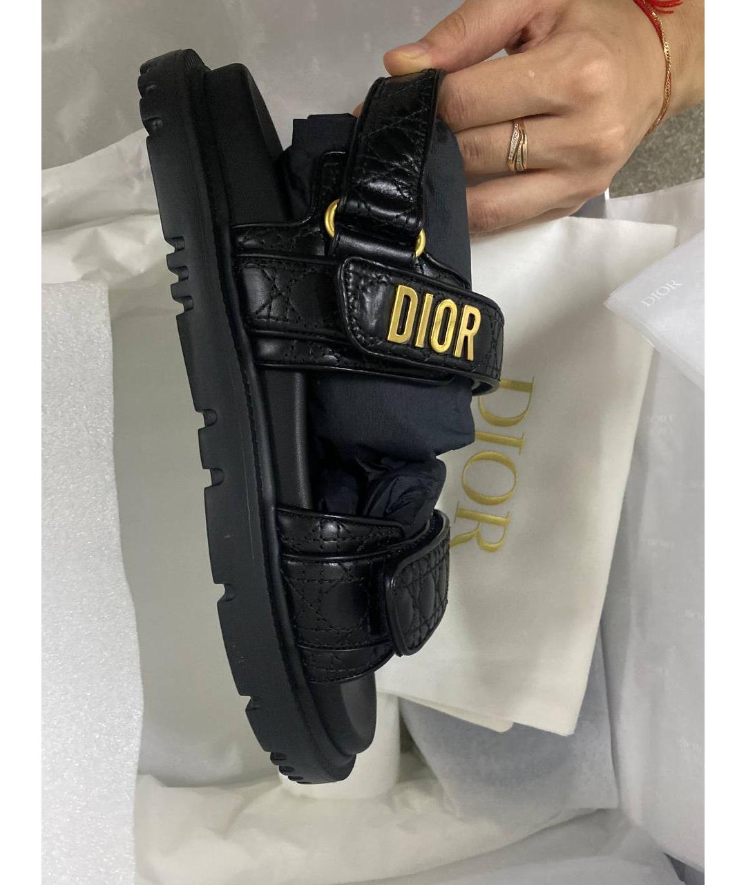 CHRISTIAN DIOR Черные кожаные сандалии, фото 6