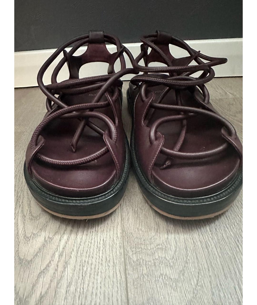 HUGO BOSS Бордовые кожаные сандалии, фото 2