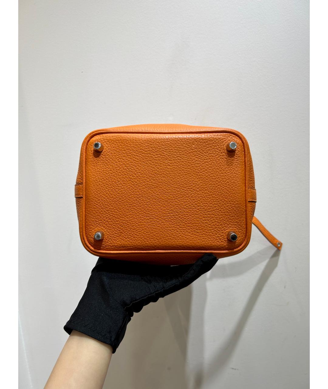 HERMES PRE-OWNED Оранжевая кожаная сумка с короткими ручками, фото 6