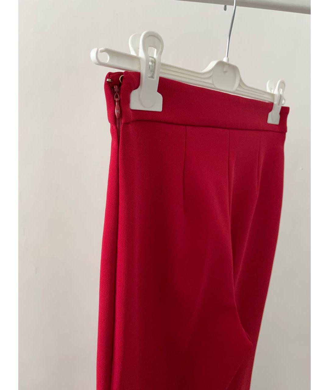ELISABETTA FRANCHI Красные полиэстеровые брюки широкие, фото 6