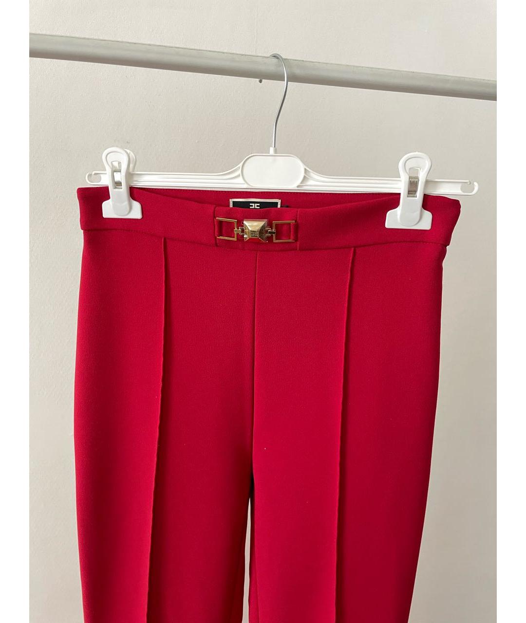 ELISABETTA FRANCHI Красные полиэстеровые брюки широкие, фото 3