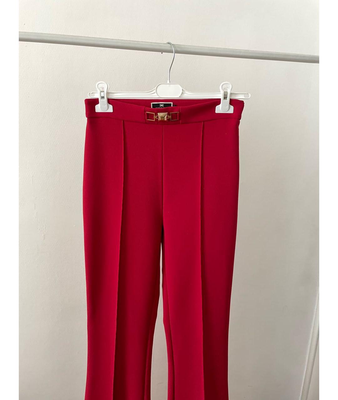 ELISABETTA FRANCHI Красные полиэстеровые брюки широкие, фото 7
