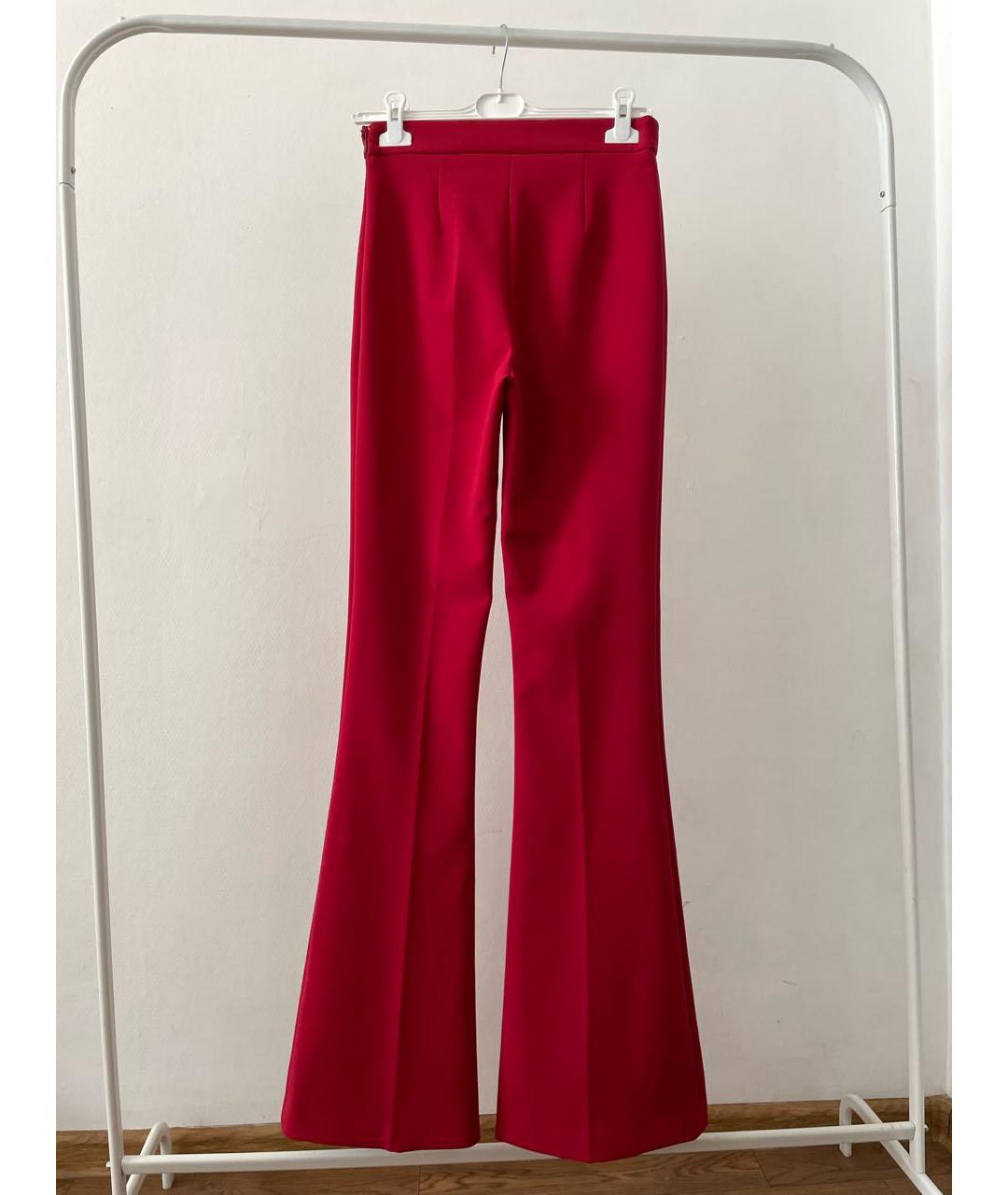 ELISABETTA FRANCHI Красные полиэстеровые брюки широкие, фото 2