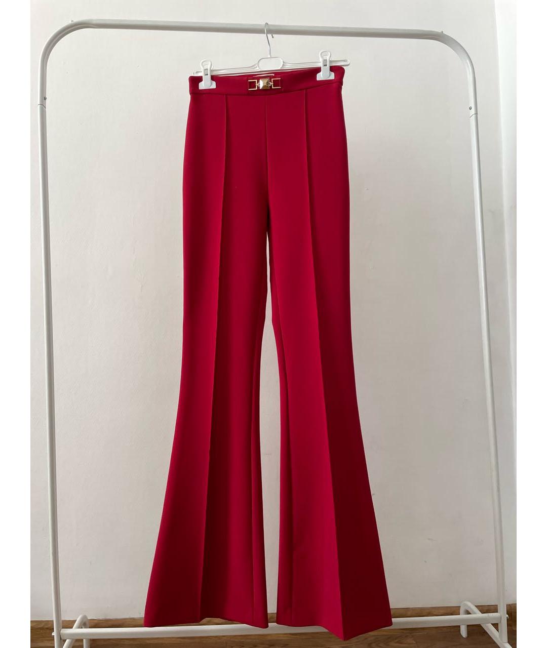 ELISABETTA FRANCHI Красные полиэстеровые брюки широкие, фото 9