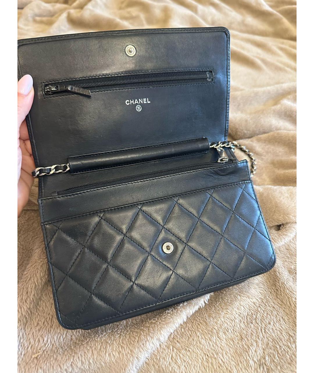 CHANEL PRE-OWNED Черная кожаная сумка через плечо, фото 7