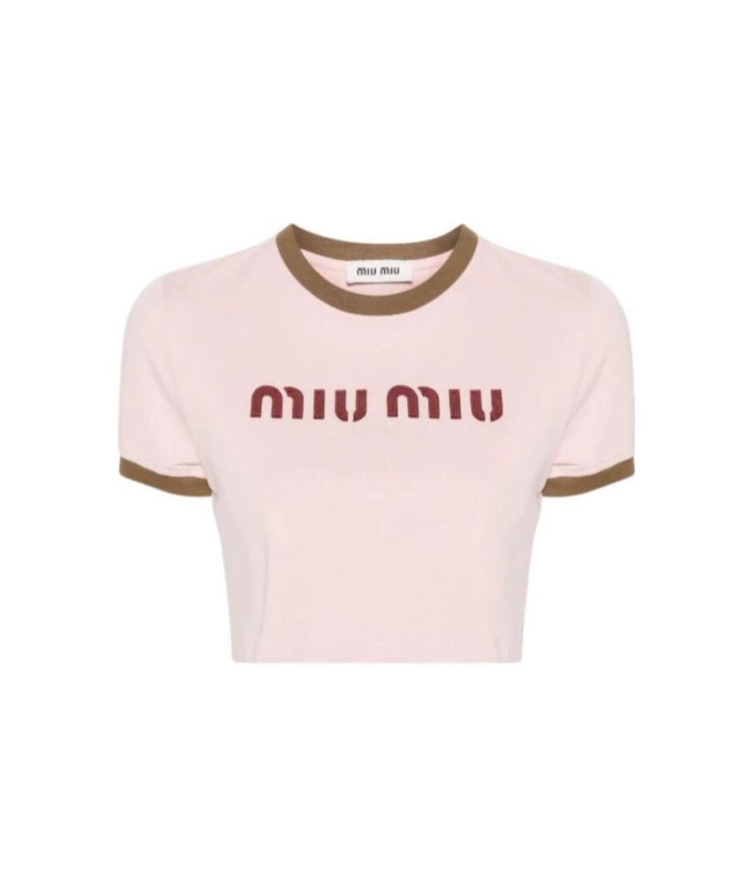 MIU MIU Коралловая хлопковая футболка, фото 1