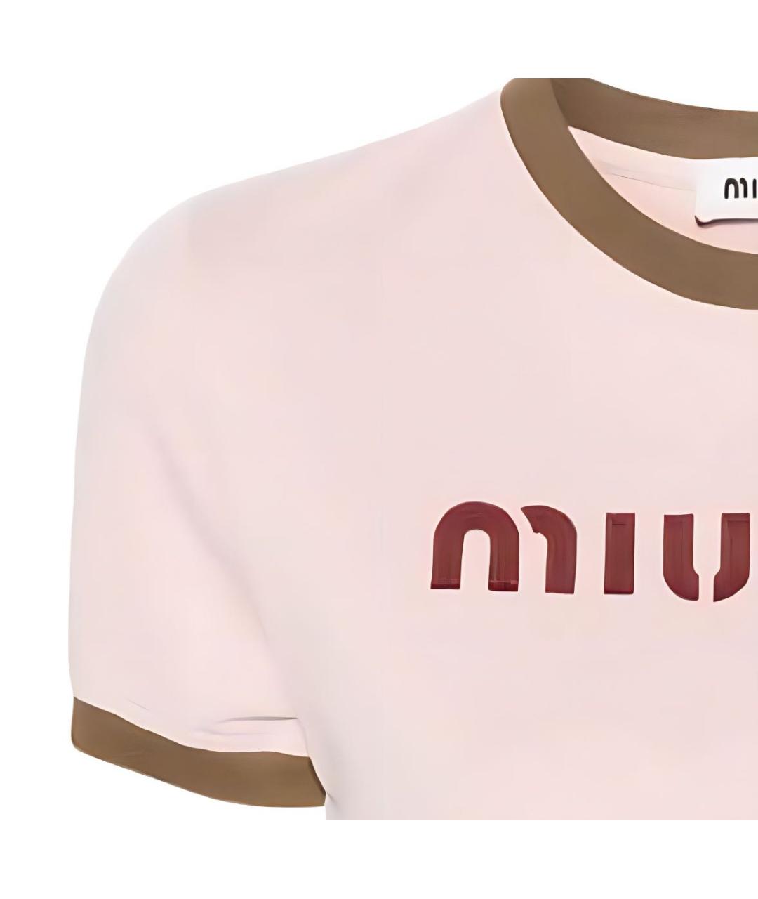 MIU MIU Коралловая хлопковая футболка, фото 3