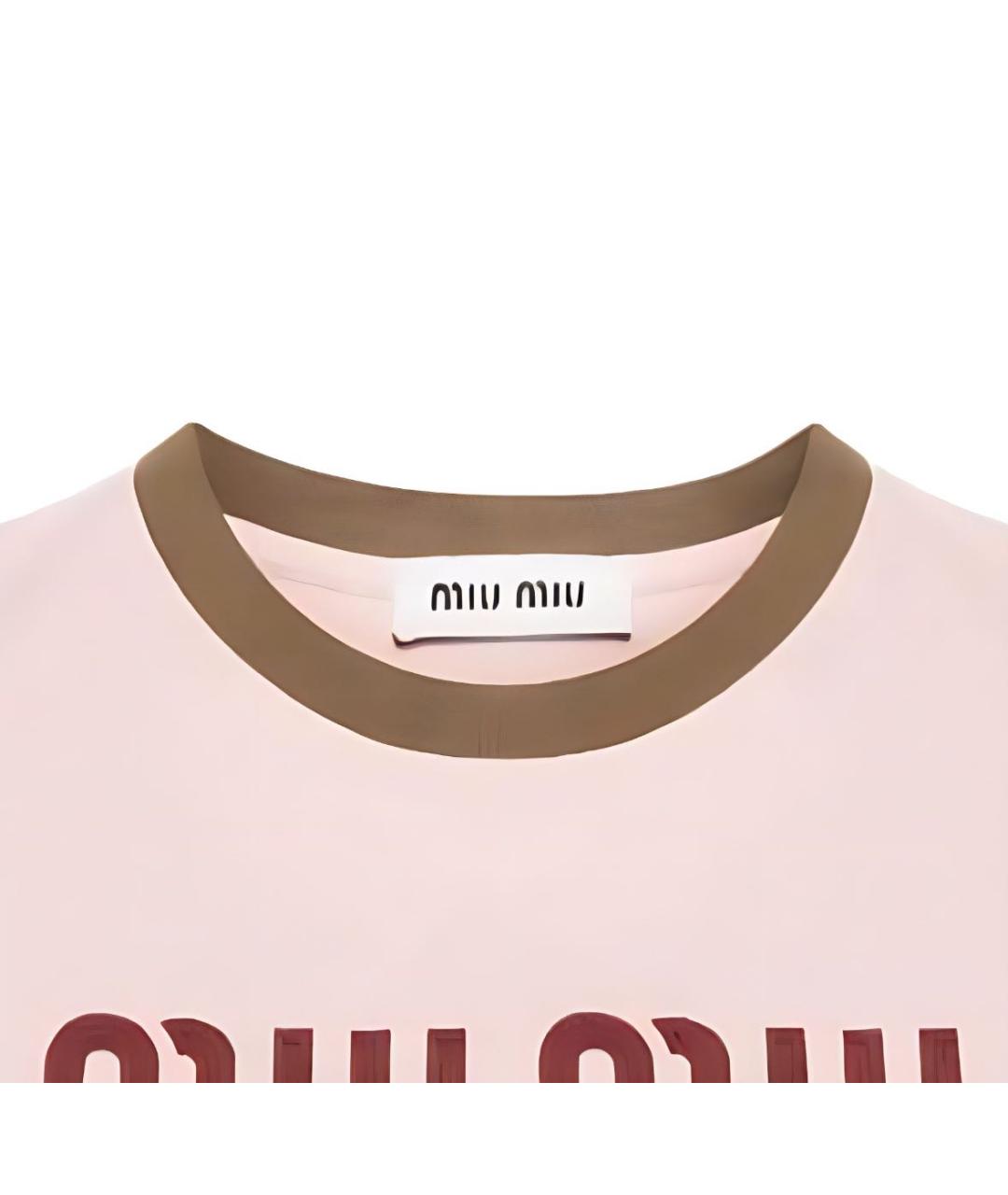 MIU MIU Коралловая хлопковая футболка, фото 2