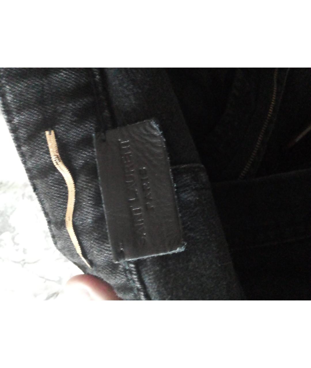 SAINT LAURENT Черные хлопковые прямые джинсы, фото 3