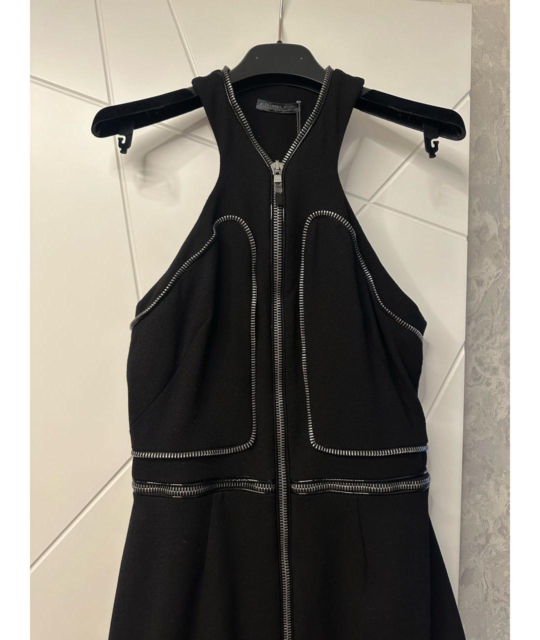 ALEXANDER MCQUEEN Черное шерстяное коктейльное платье, фото 4