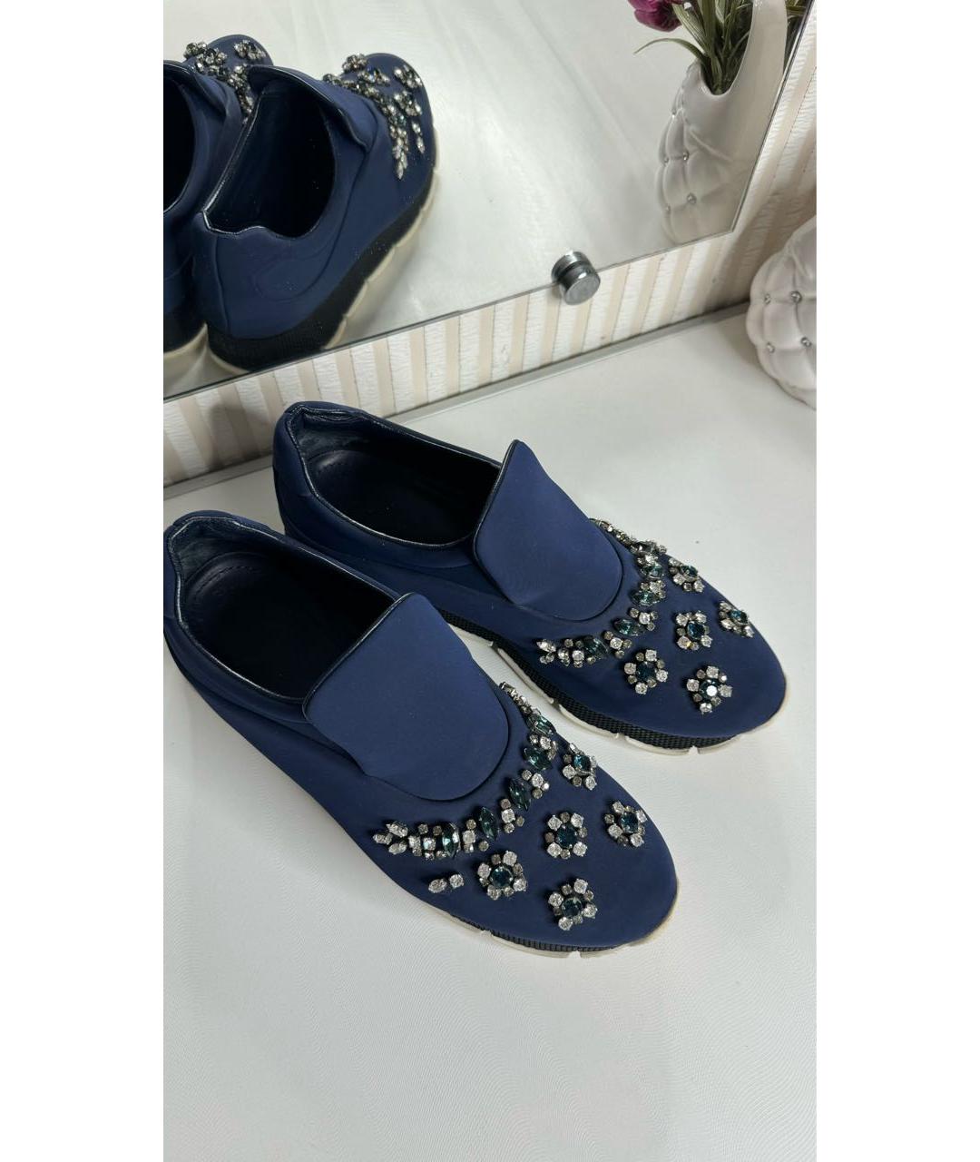 PRADA Темно-синие текстильные кроссовки, фото 3