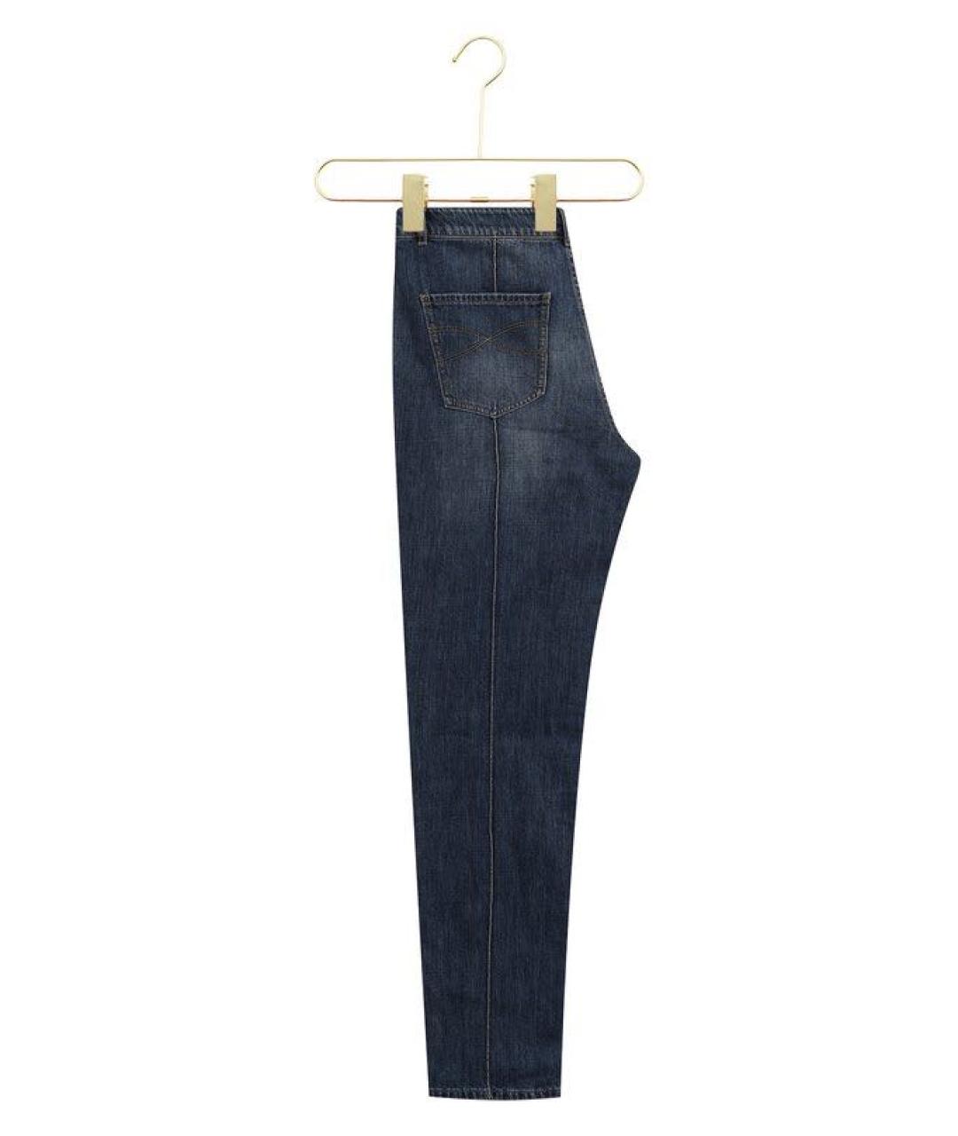 BRUNELLO CUCINELLI Темно-синие хлопковые джинсы скинни, фото 3