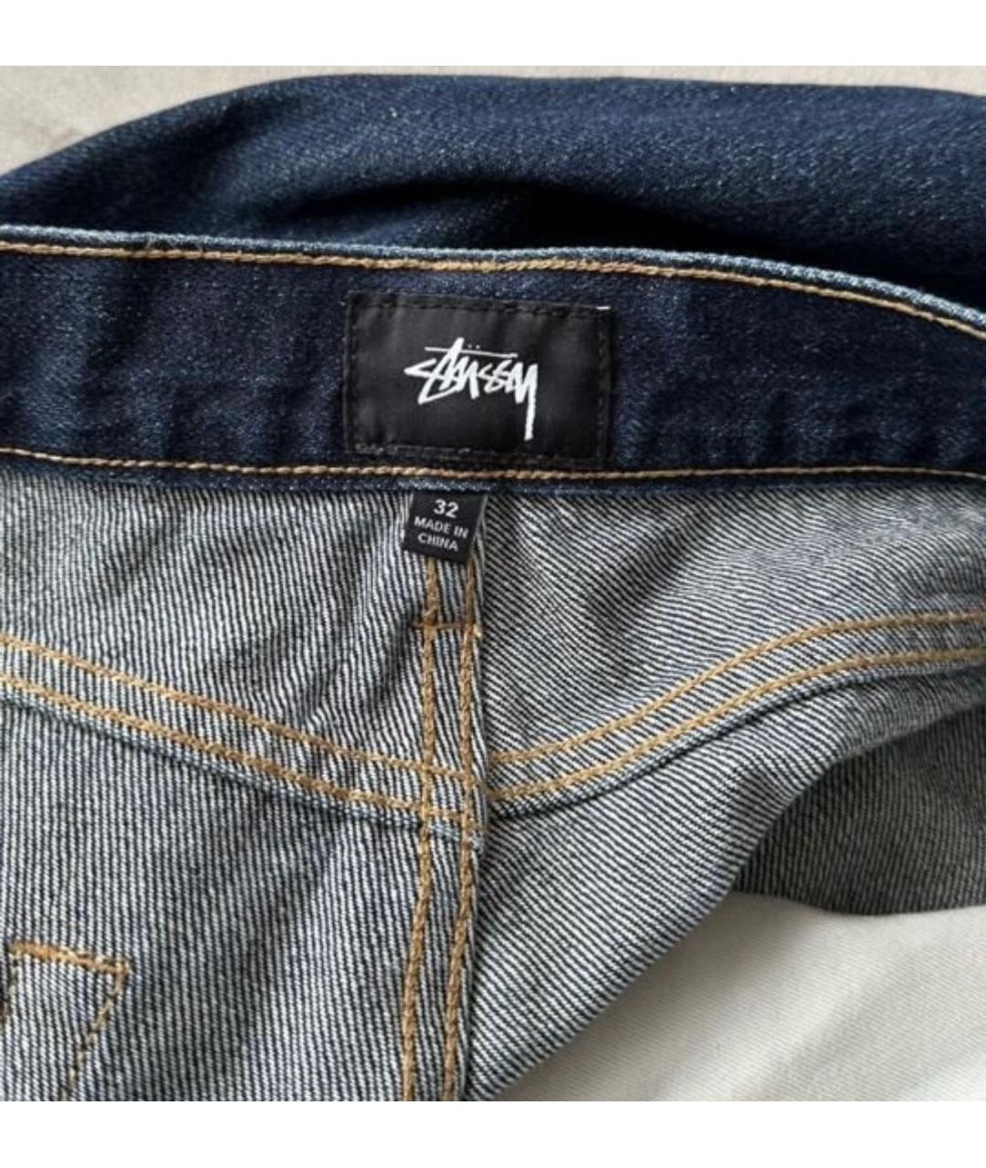 STUSSY Темно-синие хлопковые прямые джинсы, фото 5