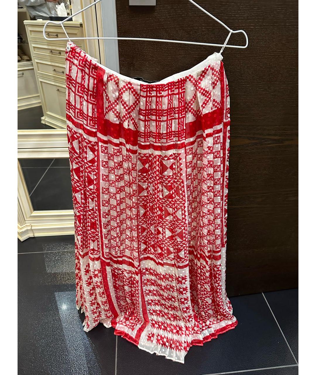 FENDI Красная шелковая юбка миди, фото 2