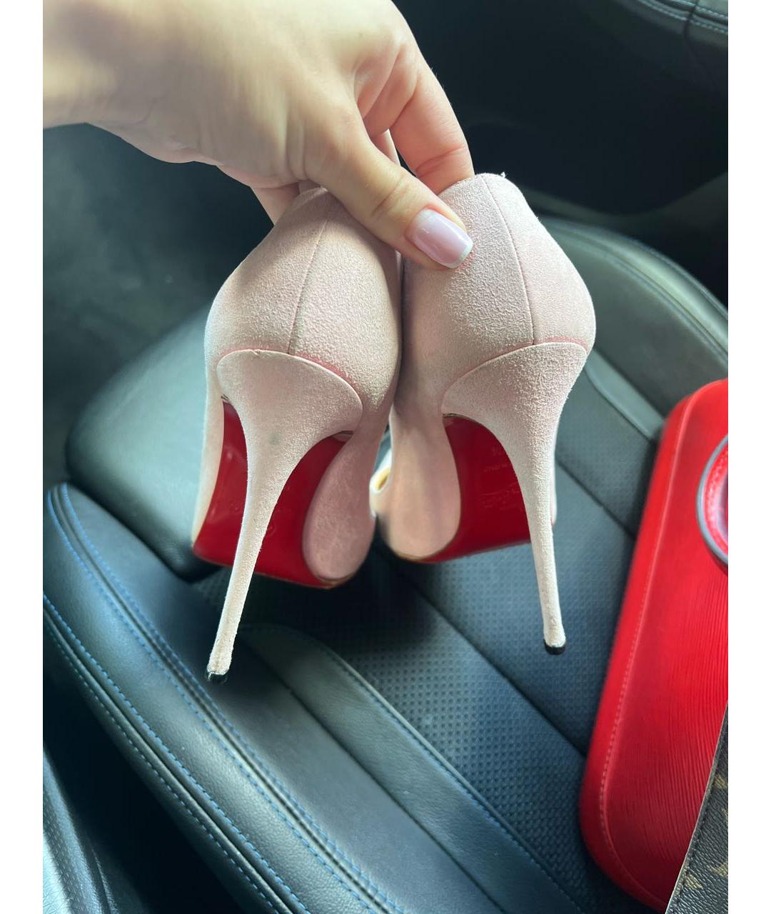 CHRISTIAN LOUBOUTIN Розовые замшевые туфли, фото 4