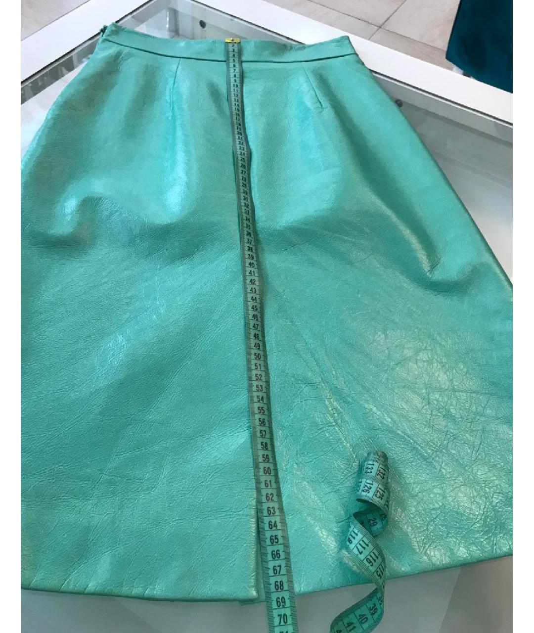 PRADA Зеленая кожаная юбка миди, фото 9
