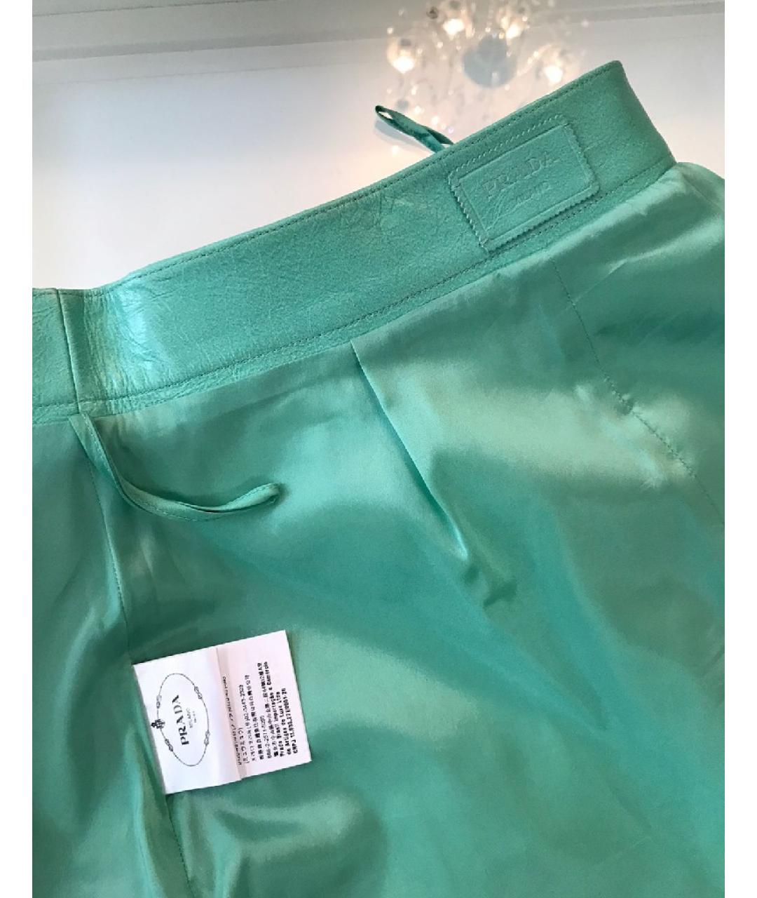 PRADA Зеленая кожаная юбка миди, фото 4