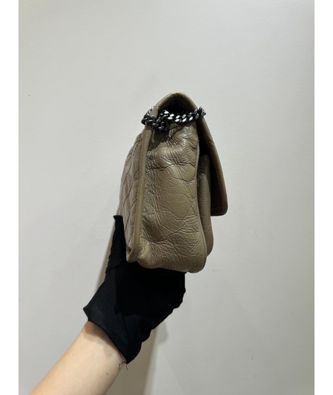 SAINT LAURENT Бежевая кожаная сумка через плечо, фото 4