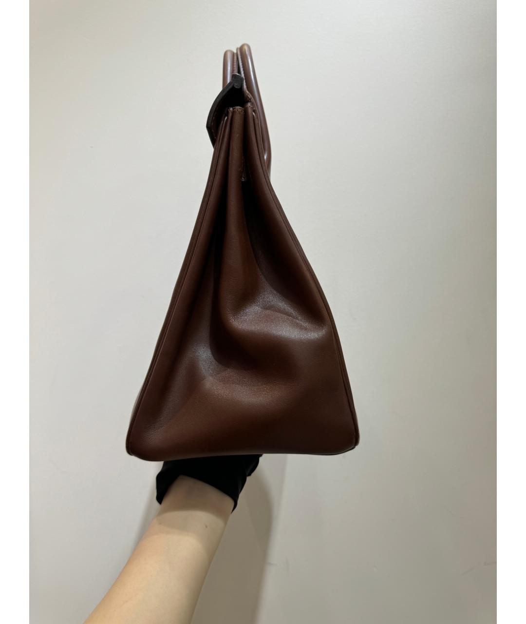 HERMES PRE-OWNED Коричневая кожаная сумка с короткими ручками, фото 4