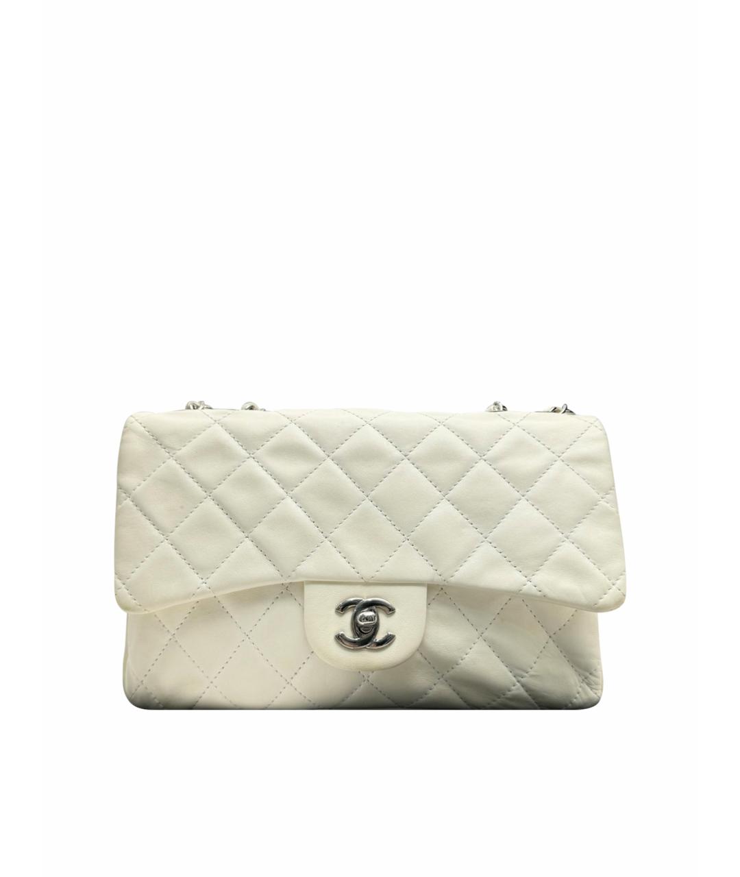 CHANEL PRE-OWNED Белая кожаная сумка через плечо, фото 1