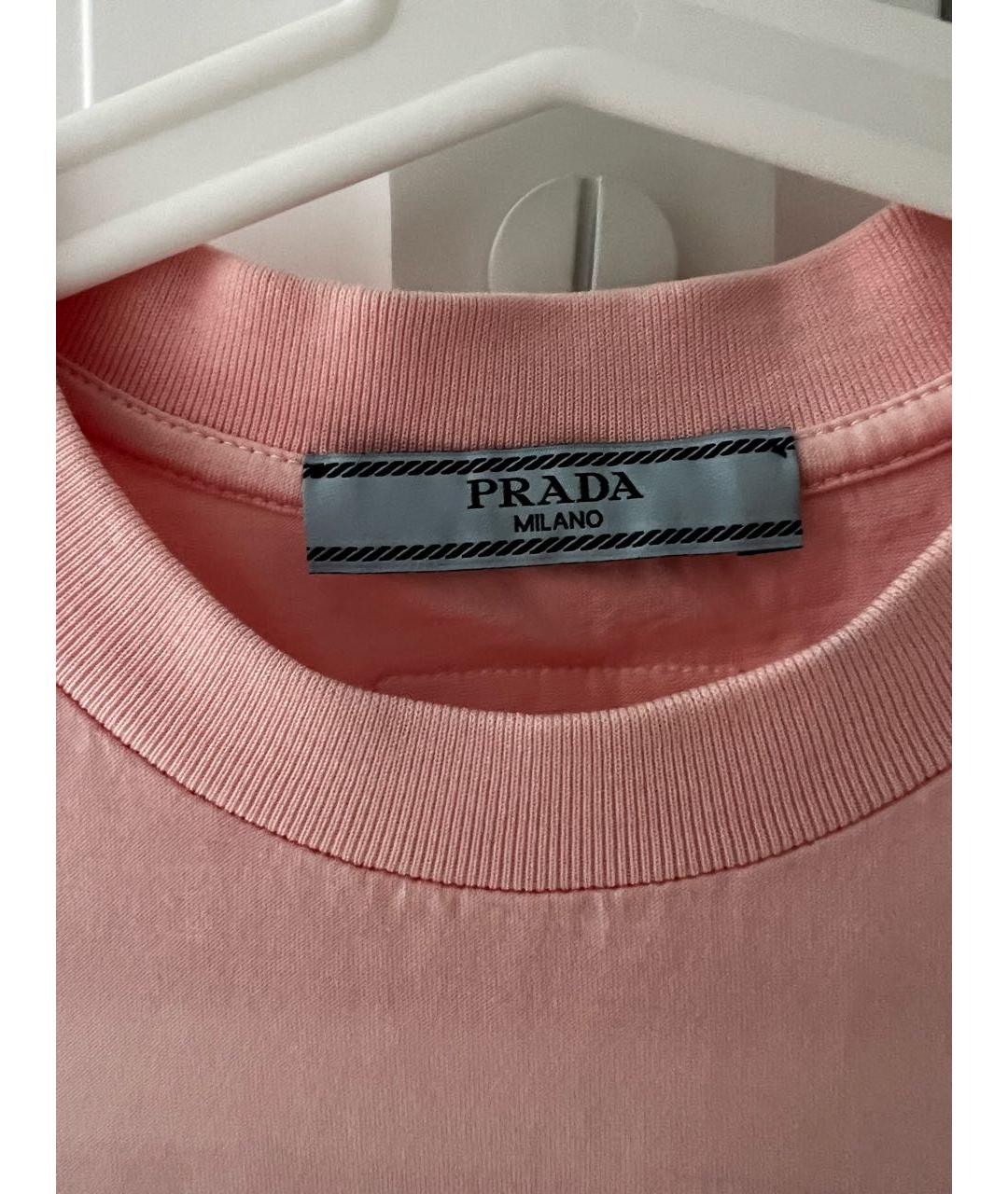 PRADA Розовая хлопковая футболка, фото 3