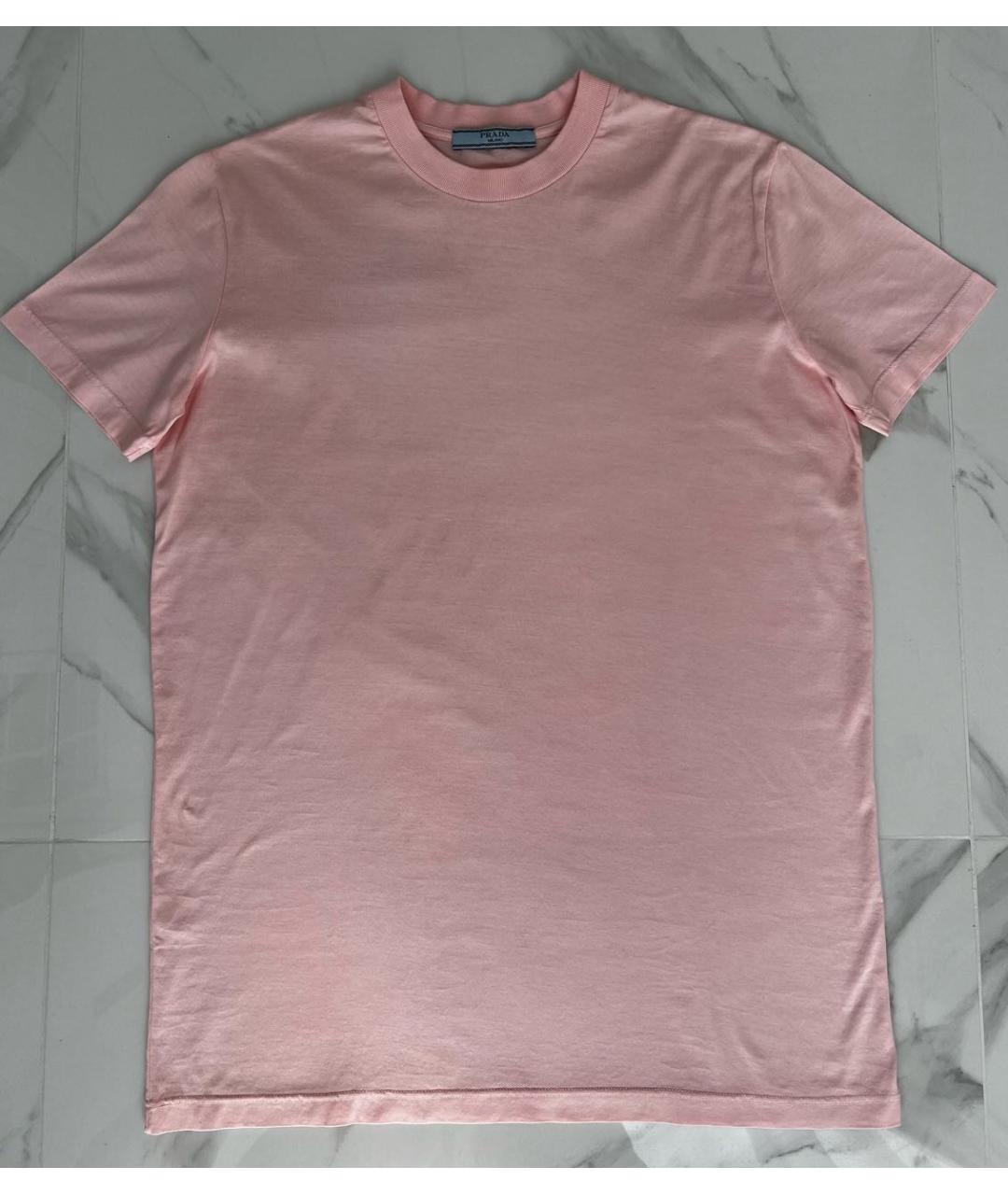 PRADA Розовая хлопковая футболка, фото 4