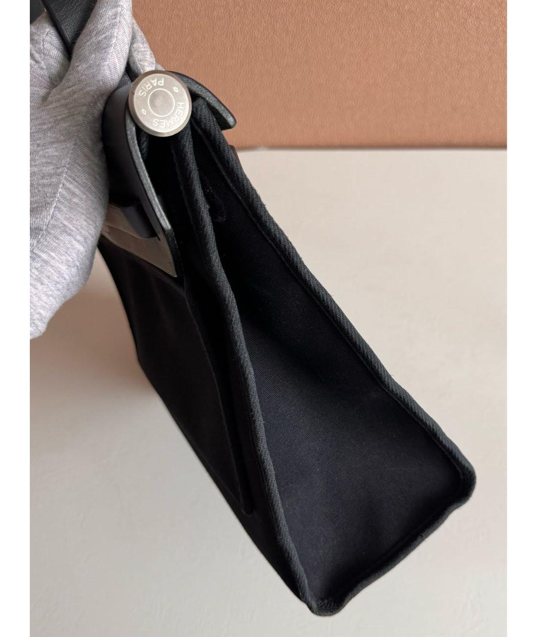 HERMES PRE-OWNED Черная тканевая сумка с короткими ручками, фото 4