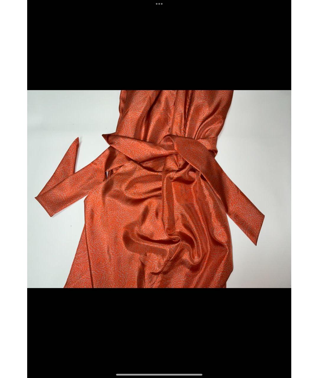 KITON Оранжевое шелковое повседневное платье, фото 6