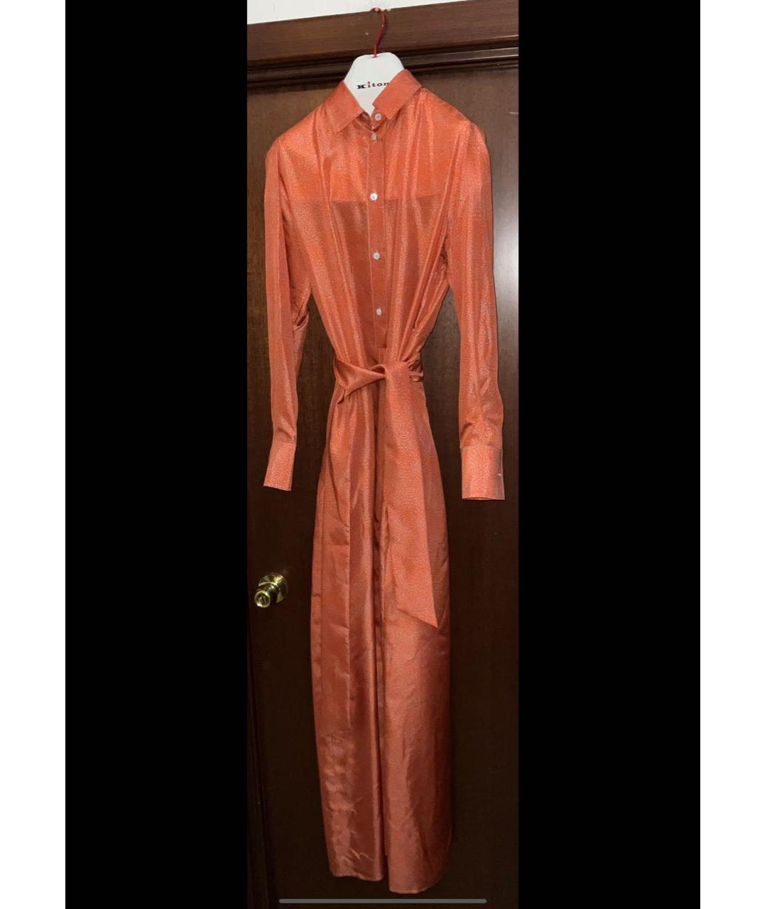 KITON Оранжевое шелковое повседневное платье, фото 9