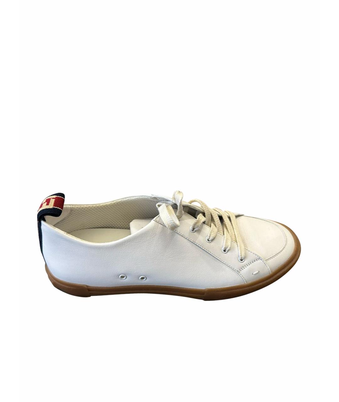 FENDI Белые кожаные низкие кроссовки / кеды, фото 1
