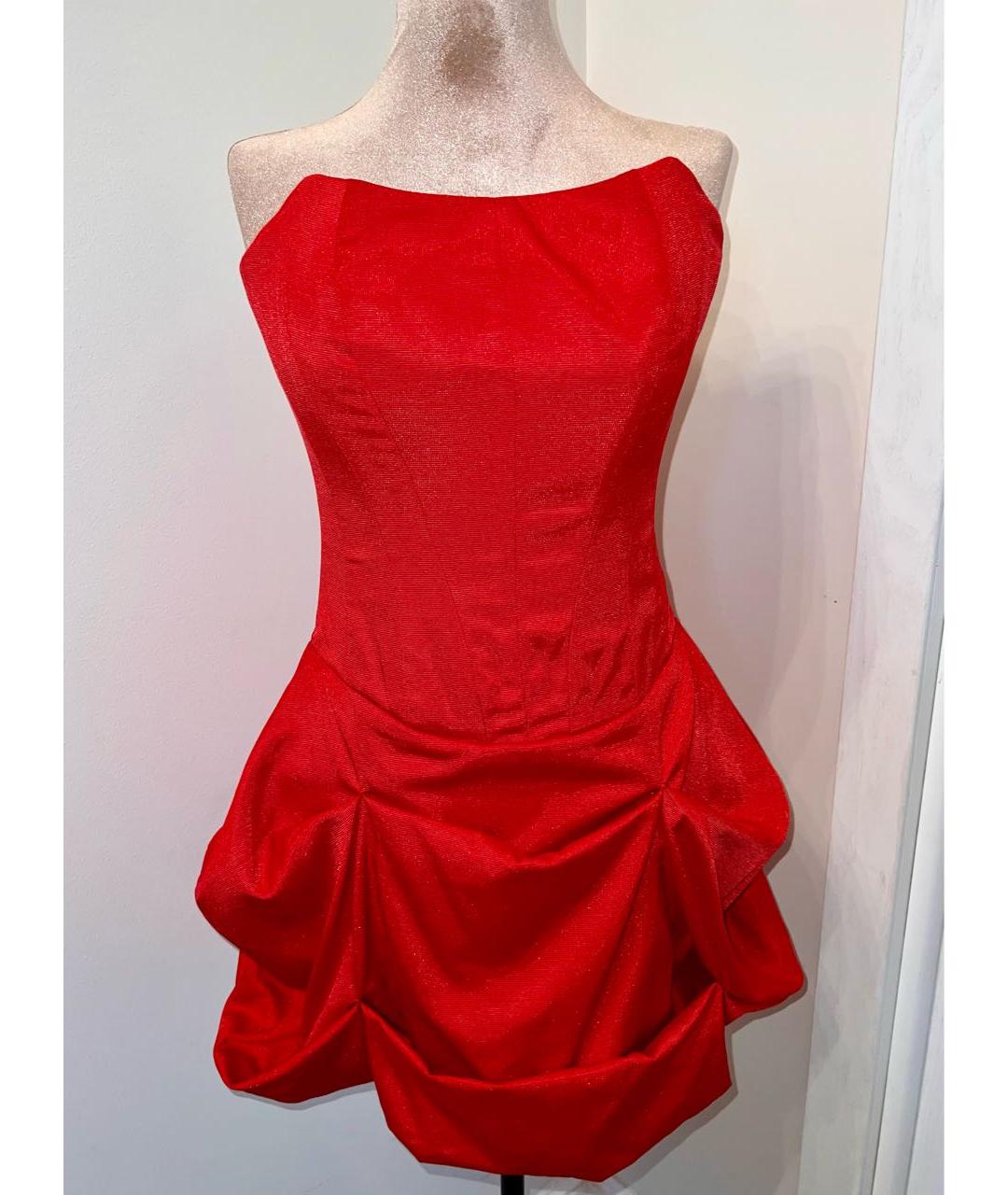BADGLEY MISCHKA Красное хлопковое коктейльное платье, фото 6