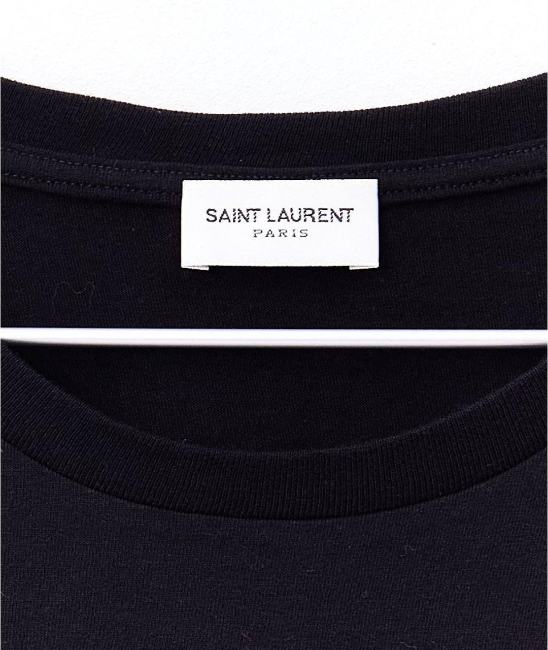 SAINT LAURENT Черная хлопковая футболка, фото 4