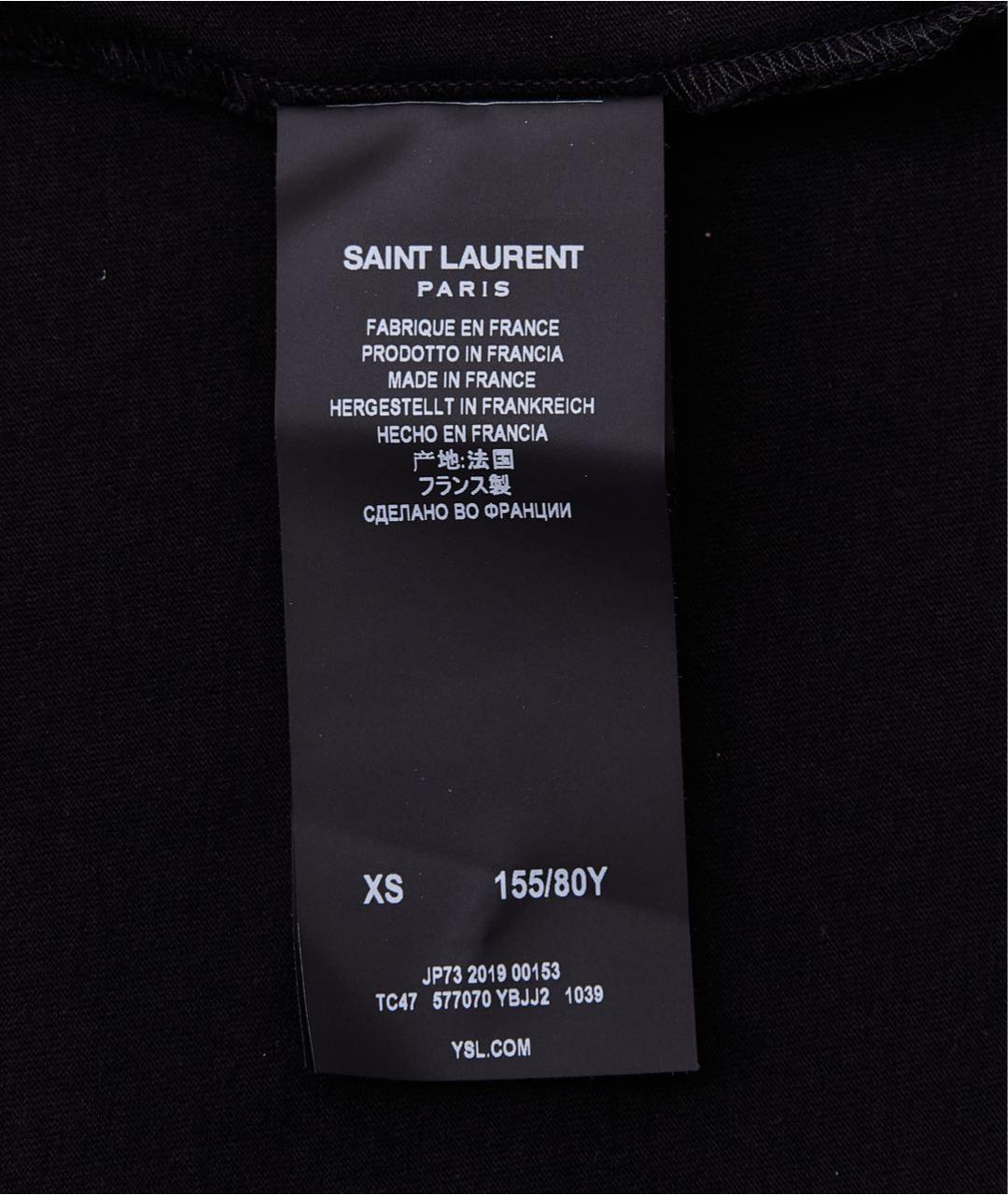 SAINT LAURENT Черная хлопковая футболка, фото 5