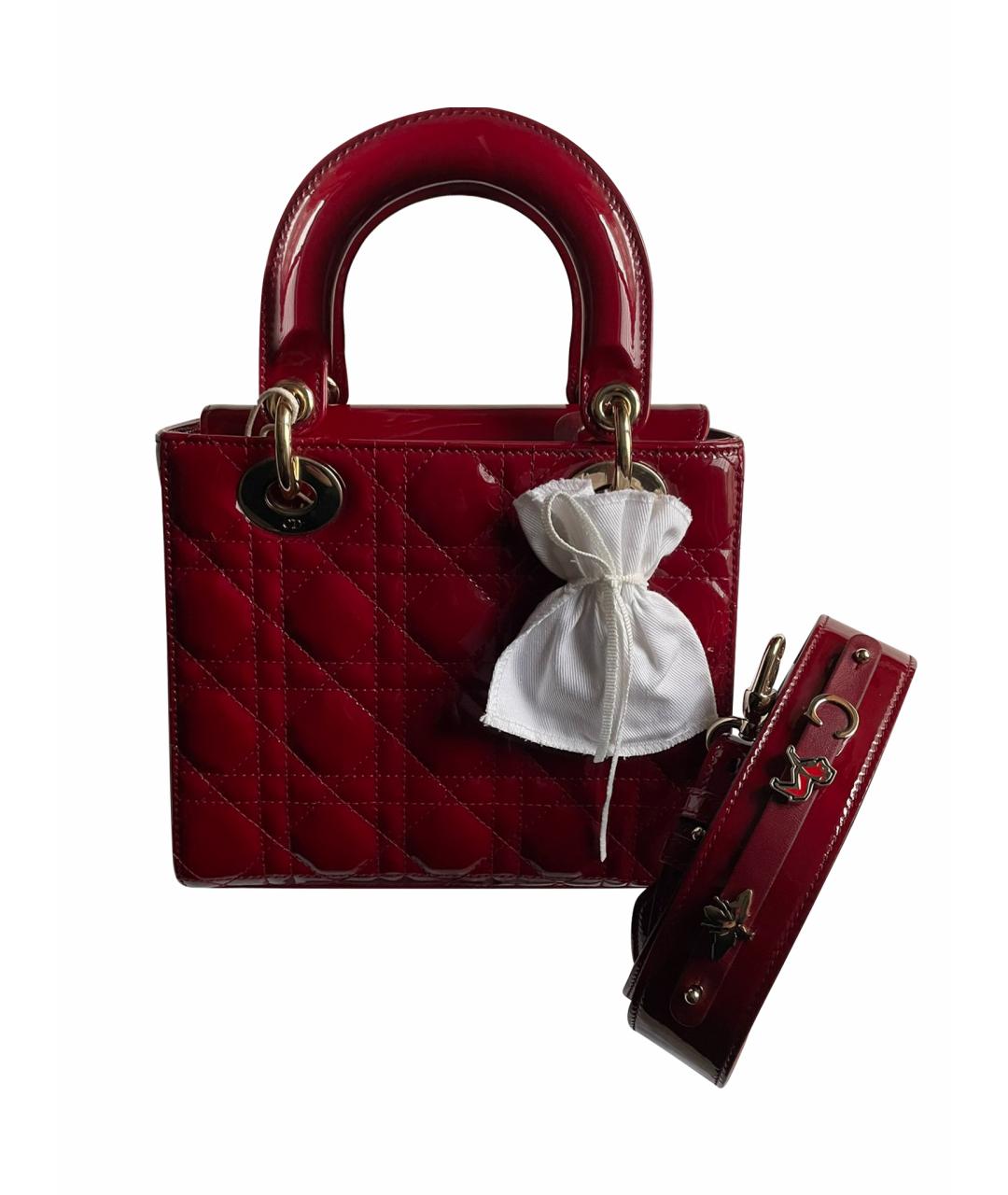 CHRISTIAN DIOR PRE-OWNED Красная сумка с короткими ручками из лакированной кожи, фото 1