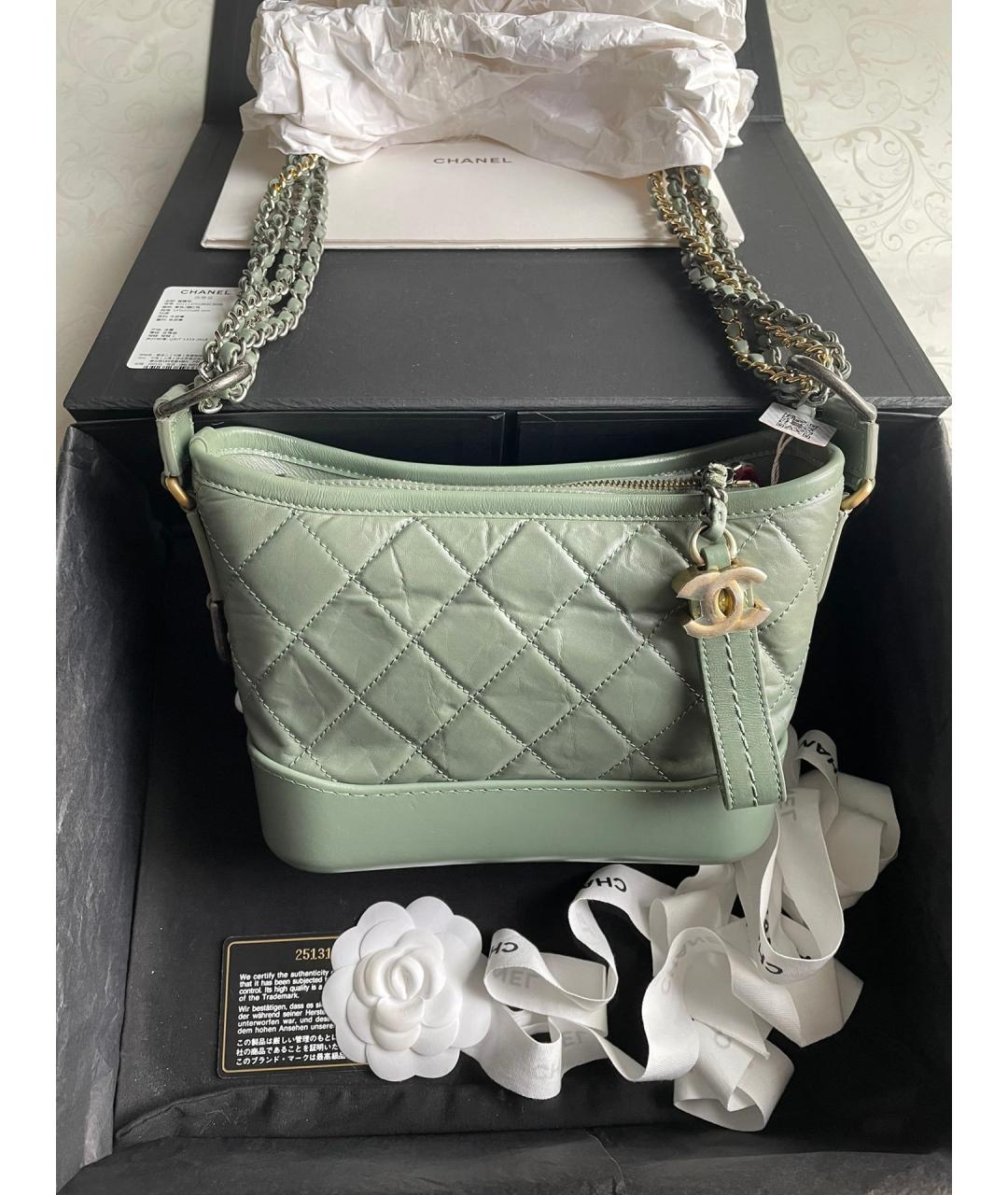 CHANEL Зеленая кожаная сумка через плечо, фото 7