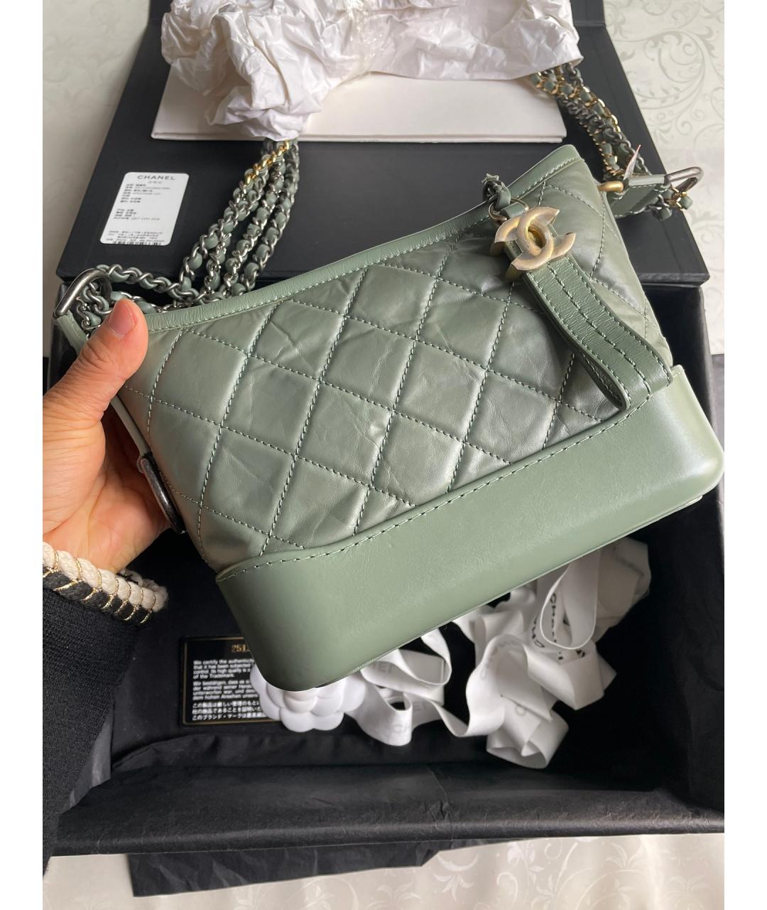 CHANEL Зеленая кожаная сумка через плечо, фото 2