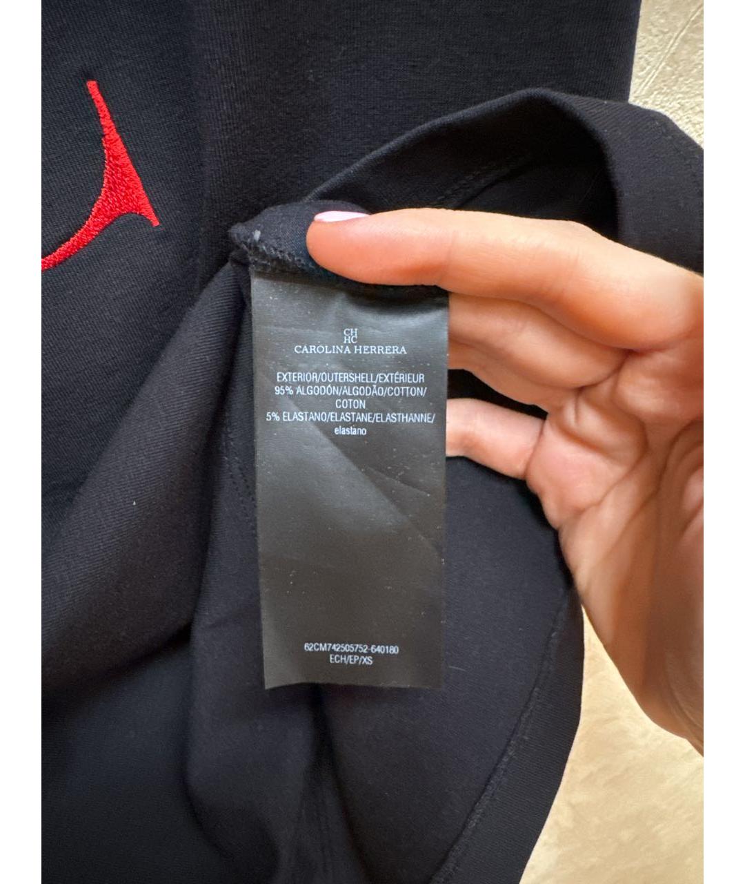 CAROLINA HERRERA Черная хлопковая футболка, фото 4