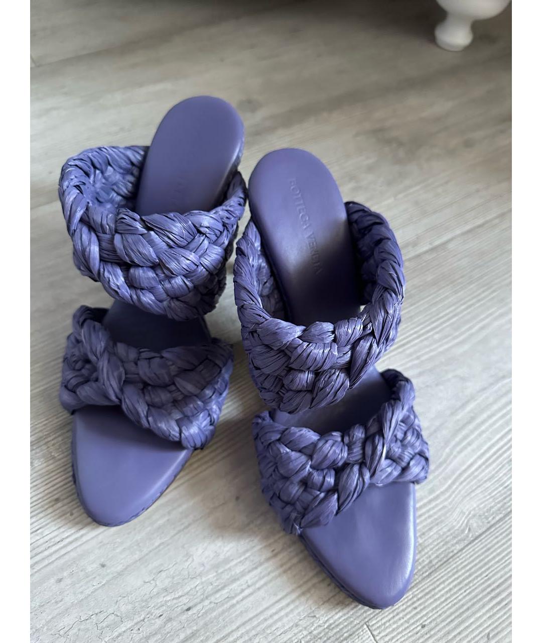BOTTEGA VENETA Фиолетовые кожаные мюли, фото 3