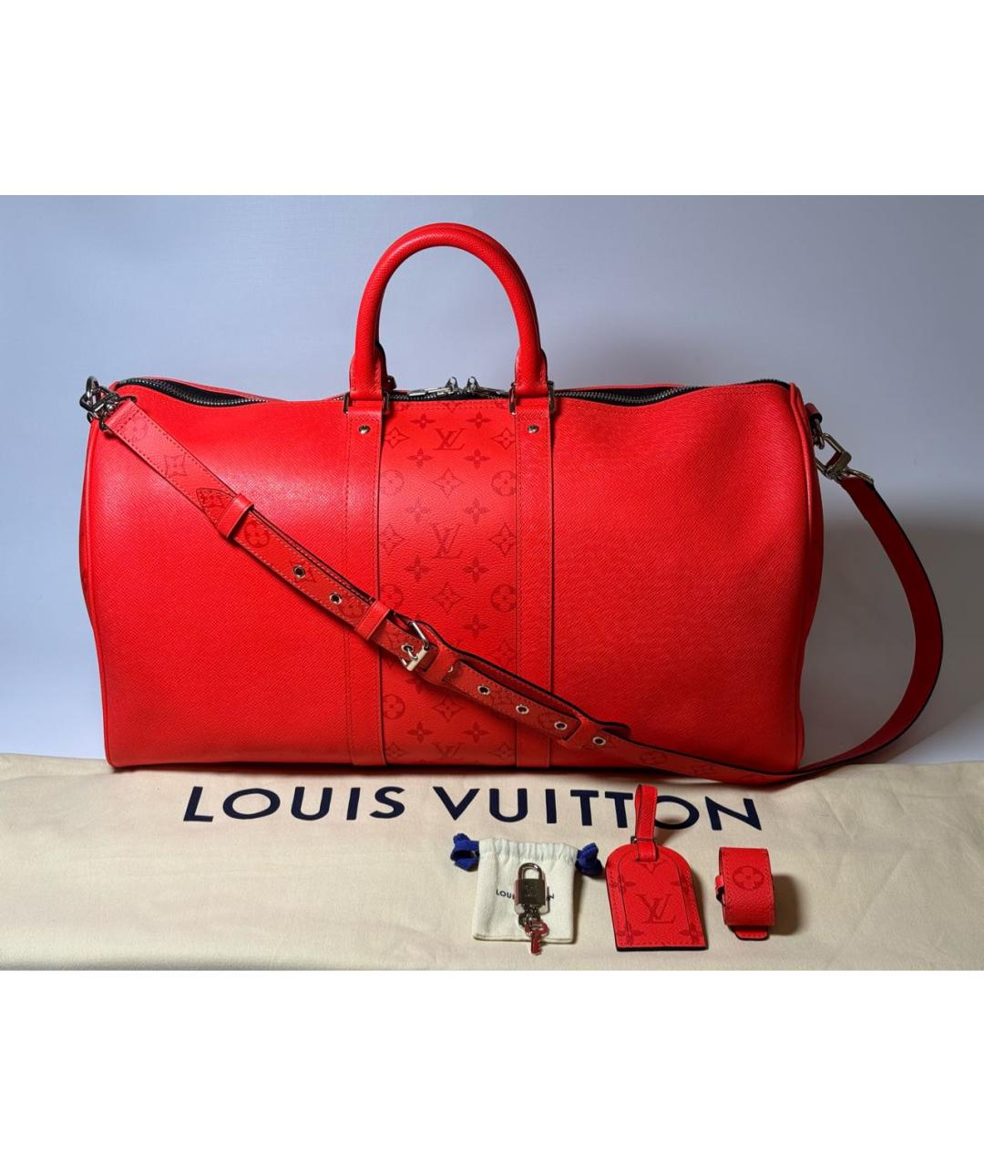 LOUIS VUITTON Кожаная дорожная/спортивная сумка, фото 9