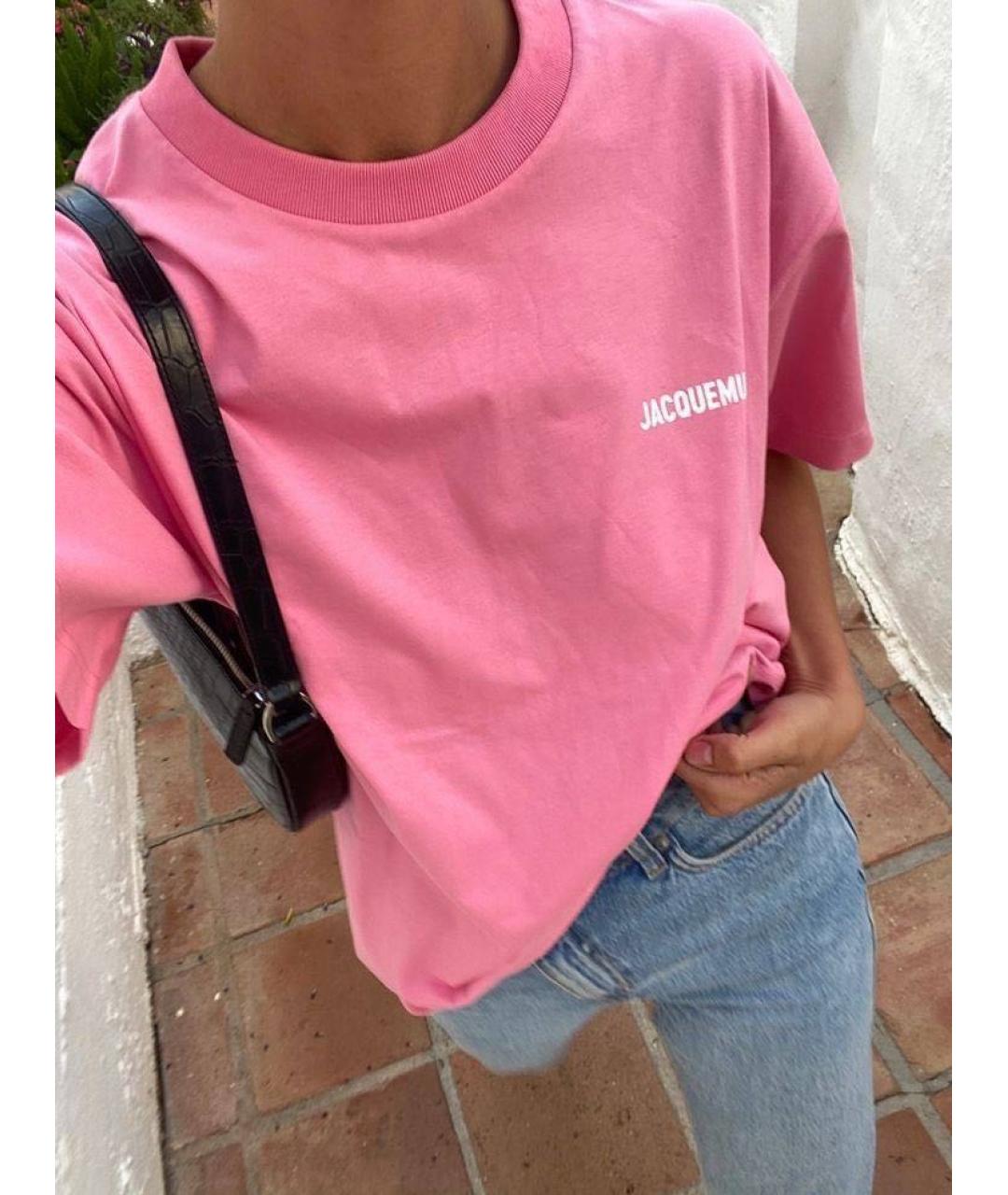JACQUEMUS Розовая хлопковая футболка, фото 2