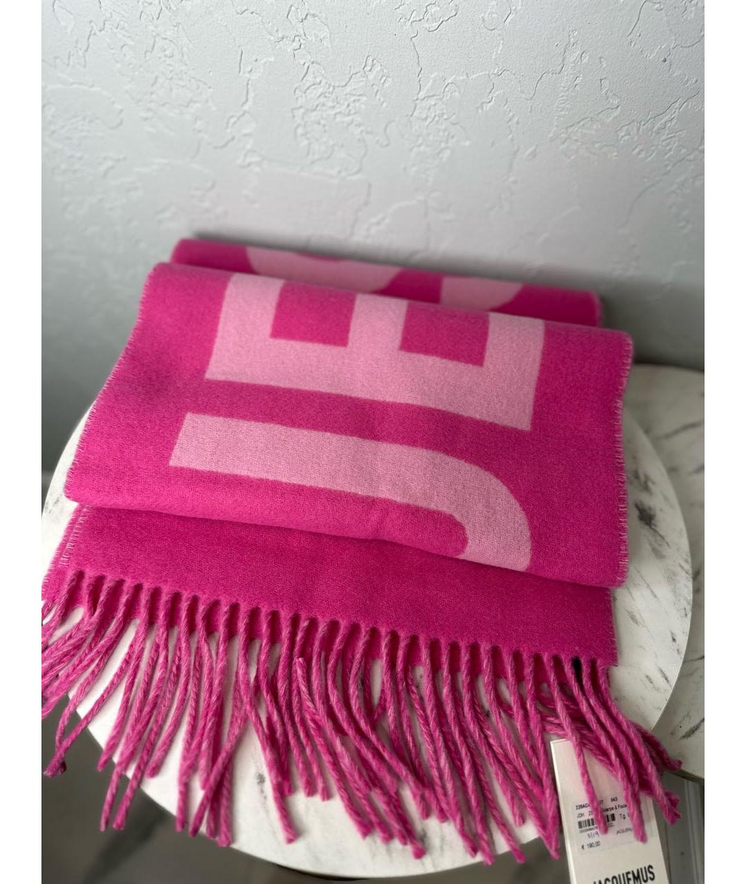 JACQUEMUS Розовый шерстяной шарф, фото 5